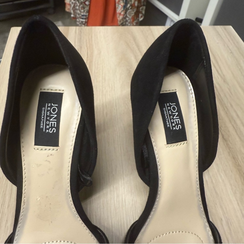 Jones New York Catie Pointy Toe Dress Pumps Rhinestone Elegant Black Heels - Picture 8 of 11
